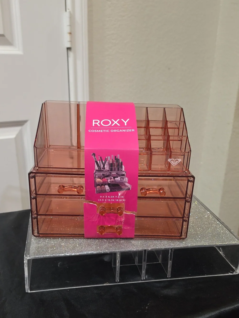Roxy 2-Tier Pink Acrylic Cosmetic Organizer